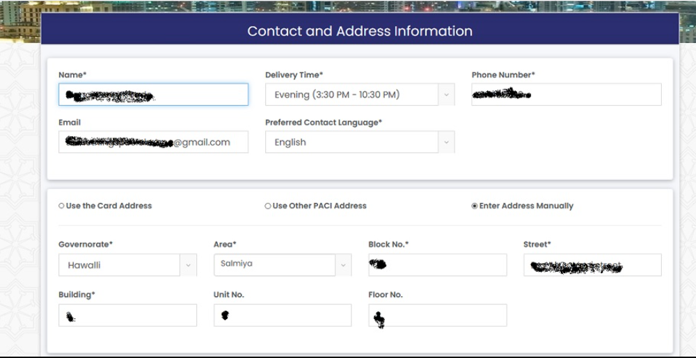 civil id home delivery registration service delivery.paci.gov.kw