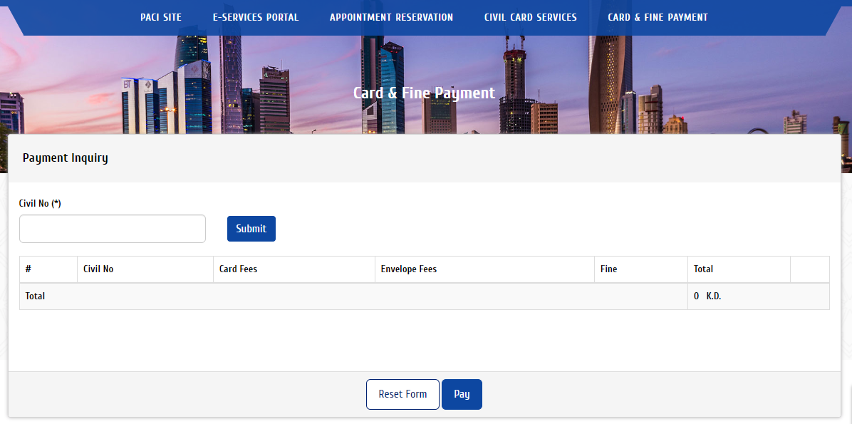 paci civil id payment step by step (with Pictures)