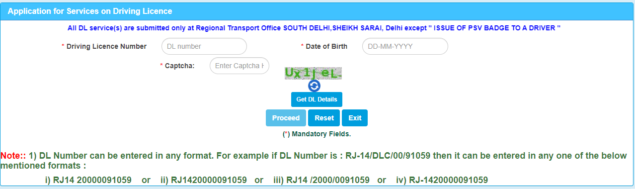 parivahan licence status